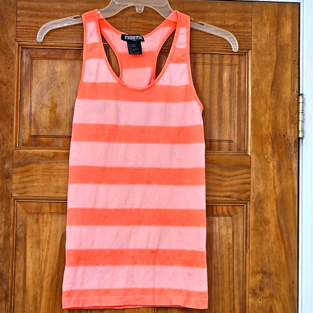 Preston Edge Pink Striped Sleeveless Women's Tank Top, Size L/XL